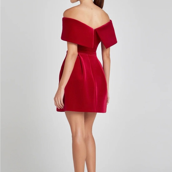 NADINE MERABI Off-Shoulder Red Mini Dress - Picture 3 of 5